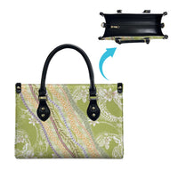 Green Palaka Hawaii Leis Leather Bag Hawaiian-plaid Elegant Tropical Vibes - Polynesian Pride