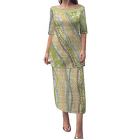 Green Palaka Hawaii Leis Puletasi Hawaiian-plaid Elegant Tropical Vibes LT14 Long Dress Green - Polynesian Pride