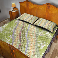 Green Palaka Hawaii Leis Quilt Bed Set Hawaiian-plaid Elegant Tropical Vibes - Polynesian Pride