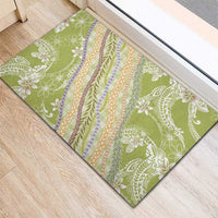 Green Palaka Hawaii Leis Rubber Doormat Hawaiian-plaid Elegant Tropical Vibes - Polynesian Pride