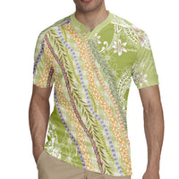 Green Palaka Hawaii Leis Rugby Jersey Hawaiian-plaid Elegant Tropical Vibes LT14 - Polynesian Pride