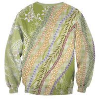Green Palaka Hawaii Leis Sweatshirt Hawaiian-plaid Elegant Tropical Vibes - Polynesian Pride