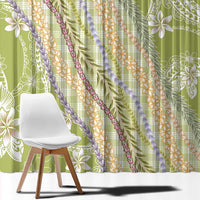 Green Palaka Hawaii Leis Window Curtain Hawaiian-plaid Elegant Tropical Vibes - Polynesian Pride