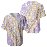 Purple Palaka Hawaii Leis Baseball Jersey Hawaiian-plaid Elegant Tropical Vibes LT14 - Polynesian Pride