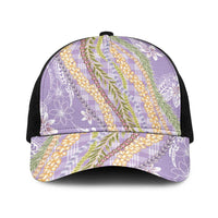 Purple Palaka Hawaii Leis Baseball Net Cap Hawaiian-plaid Elegant Tropical Vibes - Polynesian Pride