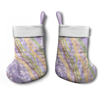 Purple Palaka Hawaii Leis Christmas Stocking Hawaiian-plaid Elegant Tropical Vibes - Polynesian Pride