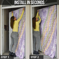 Purple Palaka Hawaii Leis Door Cover Hawaiian-plaid Elegant Tropical Vibes - Polynesian Pride