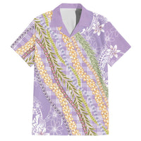 Purple Palaka Hawaii Leis Family Matching Mermaid Dress and Hawaiian Shirt Hawaiian-plaid Elegant Tropical Vibes LT14 Dad's Shirt - Short Sleeve Purple - Polynesian Pride