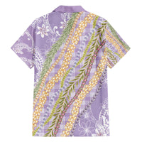 Purple Palaka Hawaii Leis Family Matching Off The Shoulder Long Sleeve Dress and Hawaiian Shirt Hawaiian-plaid Elegant Tropical Vibes - Polynesian Pride