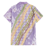Purple Palaka Hawaii Leis Family Matching Off The Shoulder Long Sleeve Dress and Hawaiian Shirt Hawaiian-plaid Elegant Tropical Vibes LT14 - Polynesian Pride