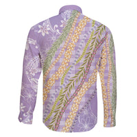 Purple Palaka Hawaii Leis Family Matching Off The Shoulder Long Sleeve Dress and Hawaiian Shirt Hawaiian-plaid Elegant Tropical Vibes - Polynesian Pride