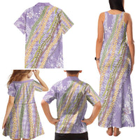 Purple Palaka Hawaii Leis Family Matching Tank Maxi Dress and Hawaiian Shirt Hawaiian-plaid Elegant Tropical Vibes - Polynesian Pride