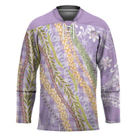 Purple Palaka Hawaii Leis Hockey Jersey Hawaiian-plaid Elegant Tropical Vibes - Polynesian Pride