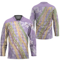 Purple Palaka Hawaii Leis Hockey Jersey Hawaiian-plaid Elegant Tropical Vibes LT14 - Polynesian Pride