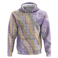 Purple Palaka Hawaii Leis Hoodie Hawaiian-plaid Elegant Tropical Vibes - Polynesian Pride