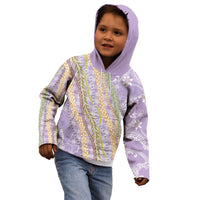 Purple Palaka Hawaii Leis Kid Hoodie Hawaiian-plaid Elegant Tropical Vibes - Polynesian Pride
