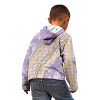 Purple Palaka Hawaii Leis Kid Hoodie Hawaiian-plaid Elegant Tropical Vibes - Polynesian Pride