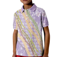Purple Palaka Hawaii Leis Kid Polo Shirt Hawaiian-plaid Elegant Tropical Vibes - Polynesian Pride