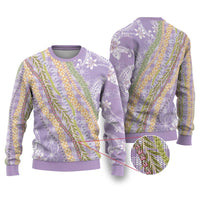 Purple Palaka Hawaii Leis Ugly Christmas Sweater Hawaiian-plaid Elegant Tropical Vibes - Polynesian Pride