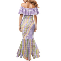 Purple Palaka Hawaii Leis Mermaid Dress Hawaiian-plaid Elegant Tropical Vibes - Polynesian Pride
