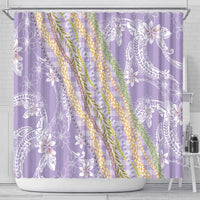 Purple Palaka Hawaii Leis Shower Curtain Hawaiian-plaid Elegant Tropical Vibes LT14 - Polynesian Pride