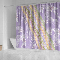 Purple Palaka Hawaii Leis Shower Curtain Hawaiian-plaid Elegant Tropical Vibes LT14 - Polynesian Pride