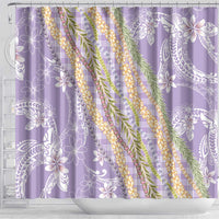 Purple Palaka Hawaii Leis Shower Curtain Hawaiian-plaid Elegant Tropical Vibes LT14 - Polynesian Pride