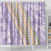 Purple Palaka Hawaii Leis Shower Curtain Hawaiian-plaid Elegant Tropical Vibes LT14 - Polynesian Pride