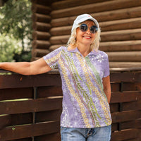 Purple Palaka Hawaii Leis Women Polo Shirt Hawaiian-plaid Elegant Tropical Vibes LT14 - Polynesian Pride