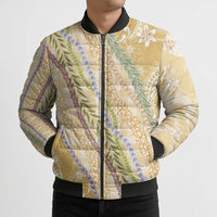 Yellow Palaka Hawaii Leis Bomber Puffer Jacket Hawaiian-plaid Elegant Tropical Vibes - Polynesian Pride