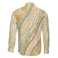 Yellow Palaka Hawaii Leis Family Matching Long Sleeve Bodycon Dress and Hawaiian Shirt Hawaiian-plaid Elegant Tropical Vibes LT14 - Polynesian Pride
