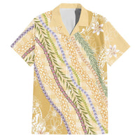 Yellow Palaka Hawaii Leis Family Matching Mermaid Dress and Hawaiian Shirt Hawaiian-plaid Elegant Tropical Vibes LT14 Dad's Shirt - Short Sleeve Yellow - Polynesian Pride
