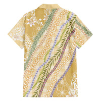 Yellow Palaka Hawaii Leis Family Matching Off The Shoulder Long Sleeve Dress and Hawaiian Shirt Hawaiian-plaid Elegant Tropical Vibes LT14 - Polynesian Pride