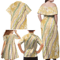Yellow Palaka Hawaii Leis Family Matching Off Shoulder Maxi Dress and Hawaiian Shirt Hawaiian-plaid Elegant Tropical Vibes - Polynesian Pride
