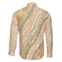 Yellow Palaka Hawaii Leis Family Matching Short Sleeve Bodycon Dress and Hawaiian Shirt Hawaiian-plaid Elegant Tropical Vibes - Polynesian Pride