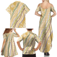 Yellow Palaka Hawaii Leis Family Matching Summer Maxi Dress and Hawaiian Shirt Hawaiian-plaid Elegant Tropical Vibes - Polynesian Pride