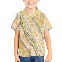 Yellow Palaka Hawaii Leis Kid Hawaiian Shirt Hawaiian-plaid Elegant Tropical Vibes LT14 Kid Yellow - Polynesian Pride