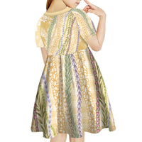 Yellow Palaka Hawaii Leis Kid Short Sleeve Dress Hawaiian-plaid Elegant Tropical Vibes - Polynesian Pride