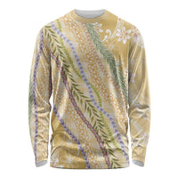 Yellow Palaka Hawaii Leis Long Sleeve Shirt Hawaiian-plaid Elegant Tropical Vibes - Polynesian Pride
