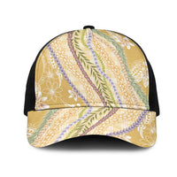 Yellow Palaka Hawaii Leis Mesh Trucker Cap Hawaiian-plaid Elegant Tropical Vibes LT14 One Size Black Yellow - Polynesian Pride