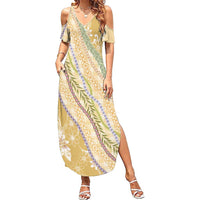Yellow Palaka Hawaii Leis Summer Maxi Dress Hawaiian-plaid Elegant Tropical Vibes LT14 Women Yellow - Polynesian Pride