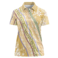 Yellow Palaka Hawaii Leis Women Polo Shirt Hawaiian-plaid Elegant Tropical Vibes - Polynesian Pride