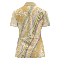 Yellow Palaka Hawaii Leis Women Polo Shirt Hawaiian-plaid Elegant Tropical Vibes LT14 - Polynesian Pride