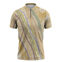 Yellow Palaka Hawaii Leis Zipper Polo Shirt Hawaiian-plaid Elegant Tropical Vibes - Polynesian Pride