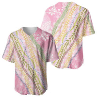 Pink Palaka Hawaii Leis Baseball Jersey Hawaiian-plaid Elegant Tropical Vibes LT14 - Polynesian Pride