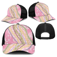 Pink Palaka Hawaii Leis Baseball Net Cap Hawaiian-plaid Elegant Tropical Vibes - Polynesian Pride