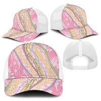 Pink Palaka Hawaii Leis Baseball Net Cap Hawaiian-plaid Elegant Tropical Vibes - Polynesian Pride