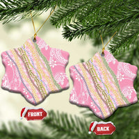 Pink Palaka Hawaii Leis Ceramic Ornament Hawaiian-plaid Elegant Tropical Vibes - Polynesian Pride