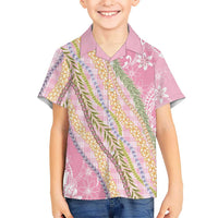 Pink Palaka Hawaii Leis Family Matching Tank Maxi Dress and Hawaiian Shirt Hawaiian-plaid Elegant Tropical Vibes - Polynesian Pride