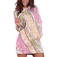 Pink Palaka Hawaii Leis Hoodie Dress Hawaiian-plaid Elegant Tropical Vibes - Polynesian Pride